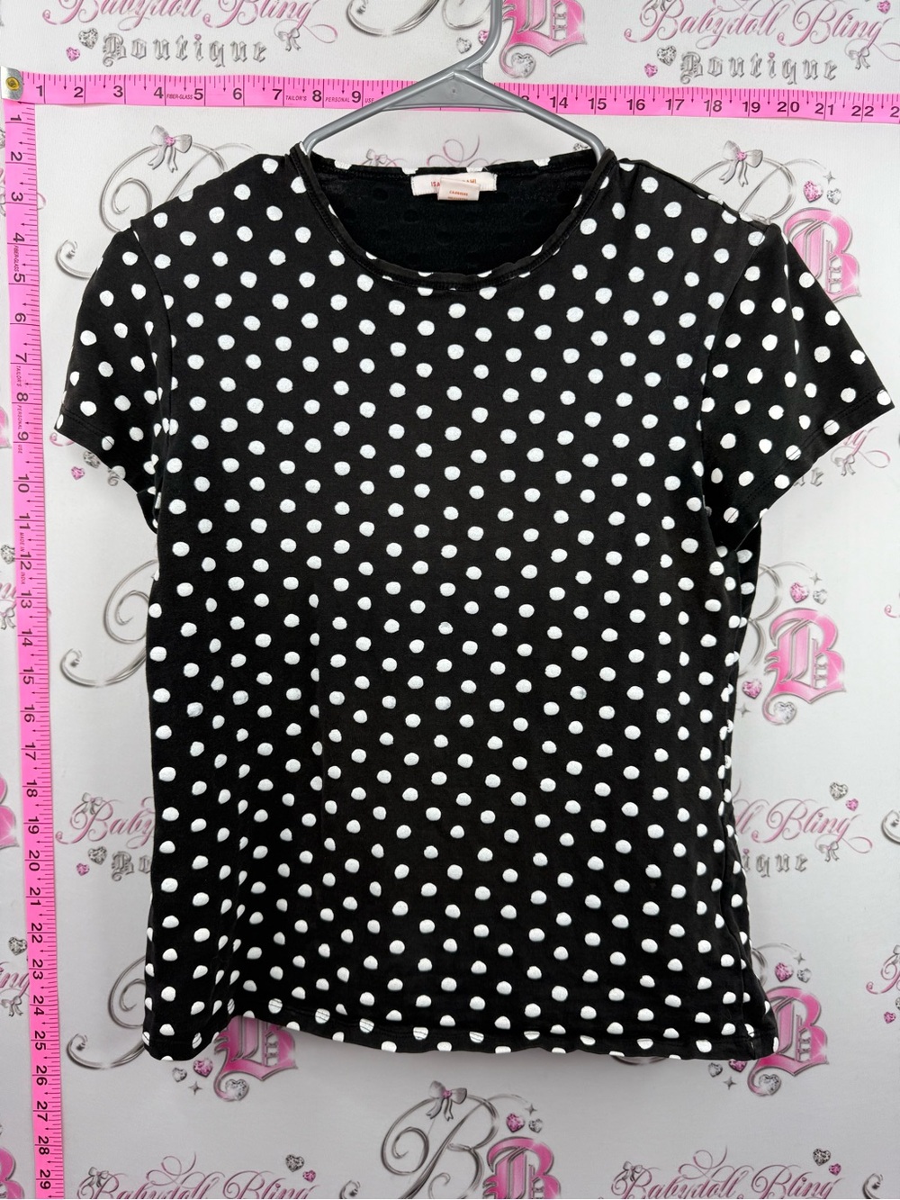 Isaac Mizrahi tshirt tee Black and White Polka Dot Short Sleeve Tee